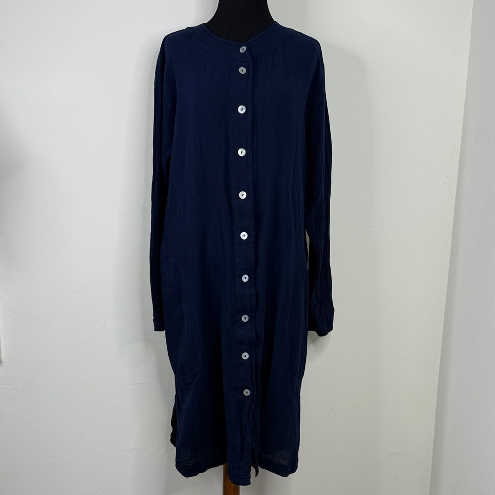 OH MY GAUZE! Navy Button-Down Dress S/M